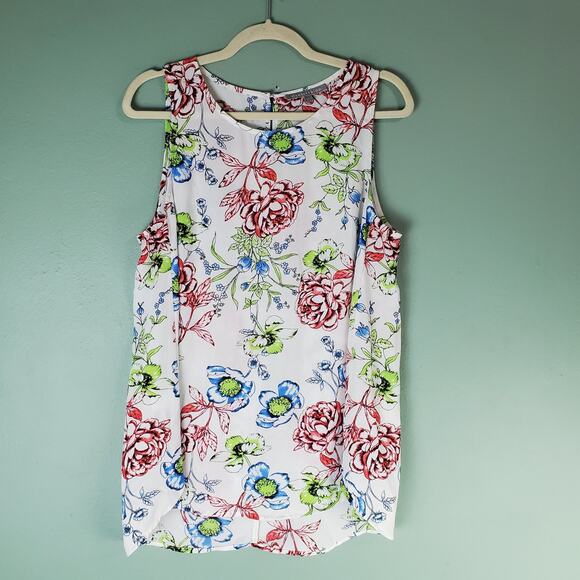 Daniel Rainn Women Multicolor Floral Sleeveless Blouse Tank Top Size Large - Picture 1 of 6